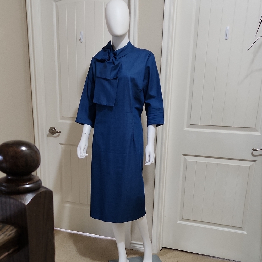 Elegant Blue Chambray Dress